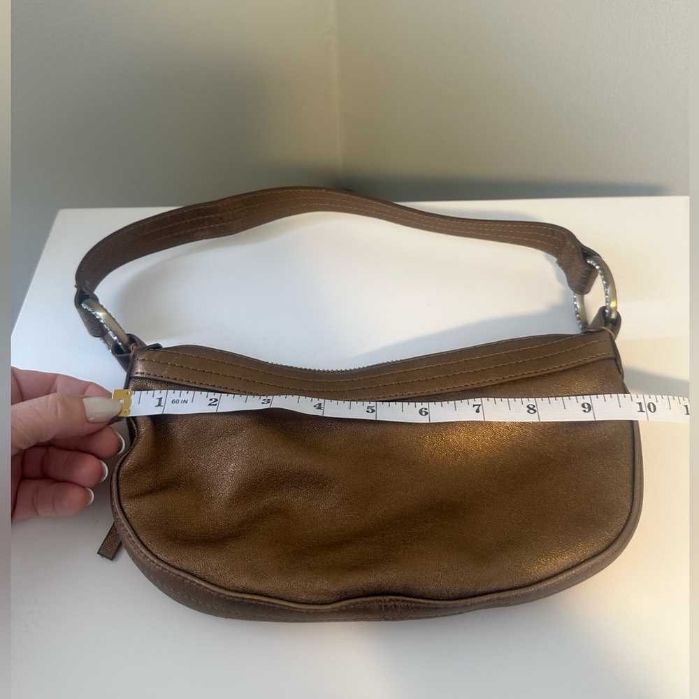 Chic Bronze Shoulder Bag with jewel accents